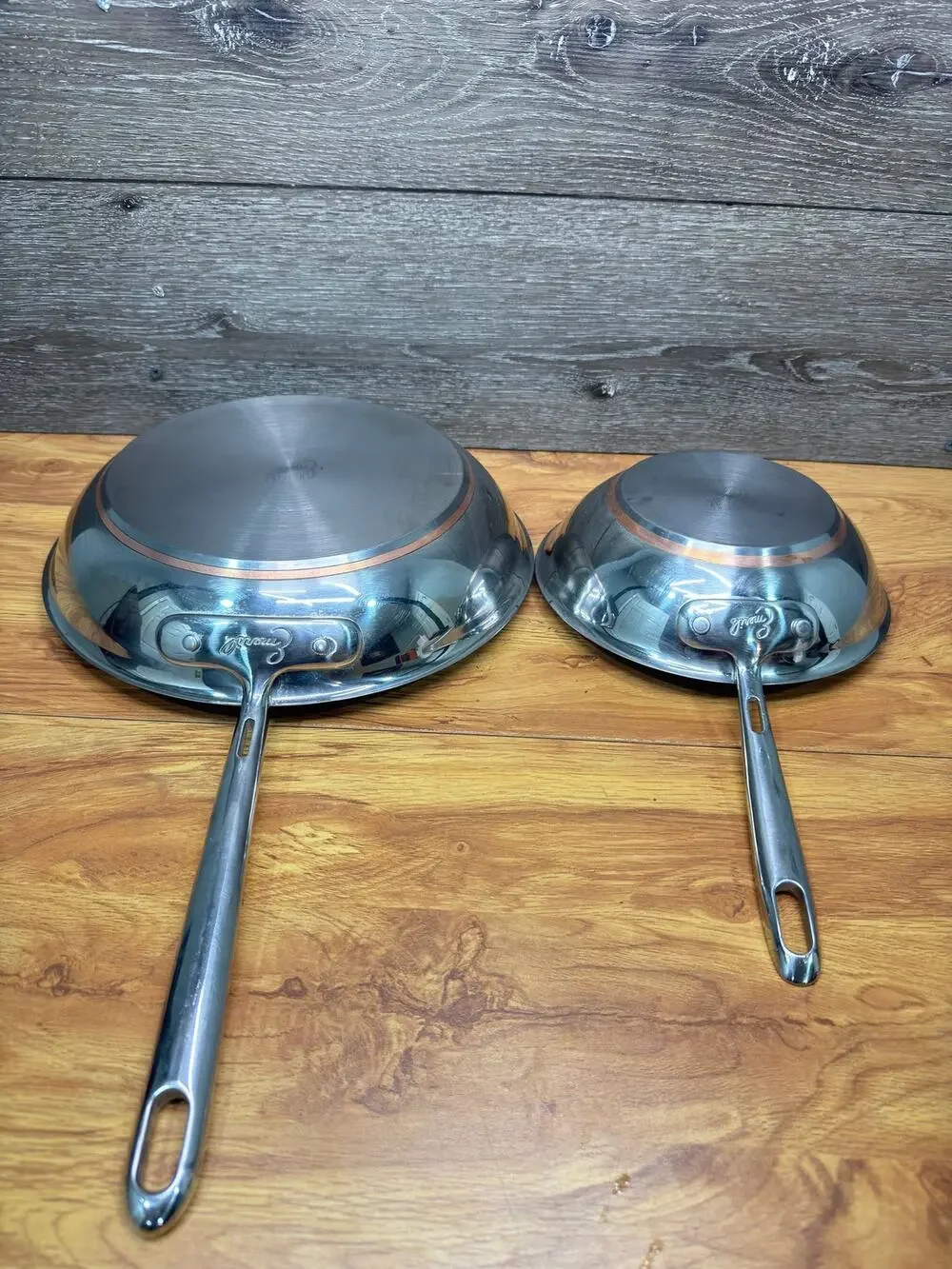 All Clad Emeril 12 in & 8 in Copper Core Stainless Steel Fry Pan Skillet~2 Pc
